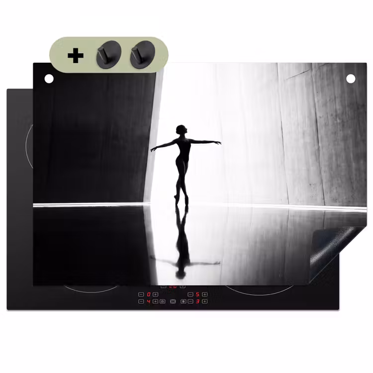 Danser - Silhouette - Kunst - Modern - Zwart-wit Inductie beschemer met haakjes klein -3d
