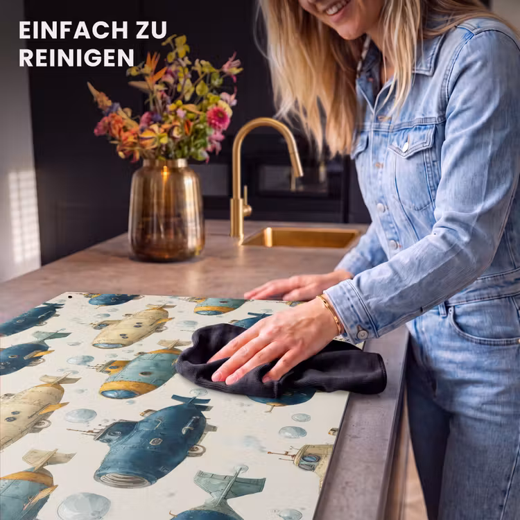 2-in-1 Herdabdeckplatte & Spritzschutz - Tauchboot - Fantasie - Farbenfroh - Duikboot - Fantasie - Kleurrijk Inductie beschemer met haakjes klein 777