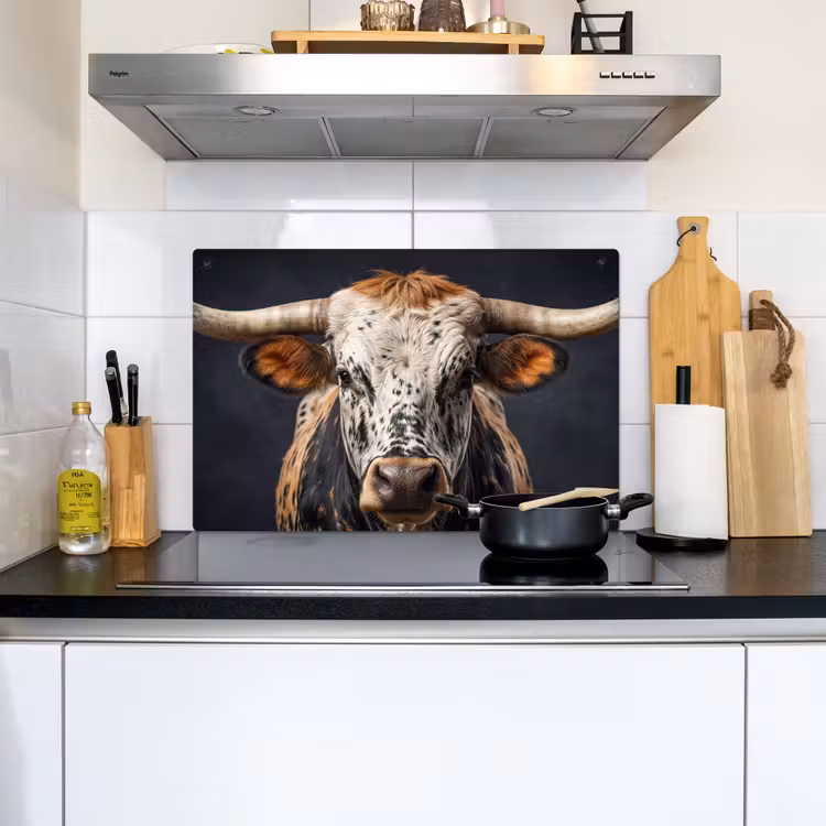 Stier - Kleurrijk - Hoorns Inductie beschemer met haakjes klein -sfeer2