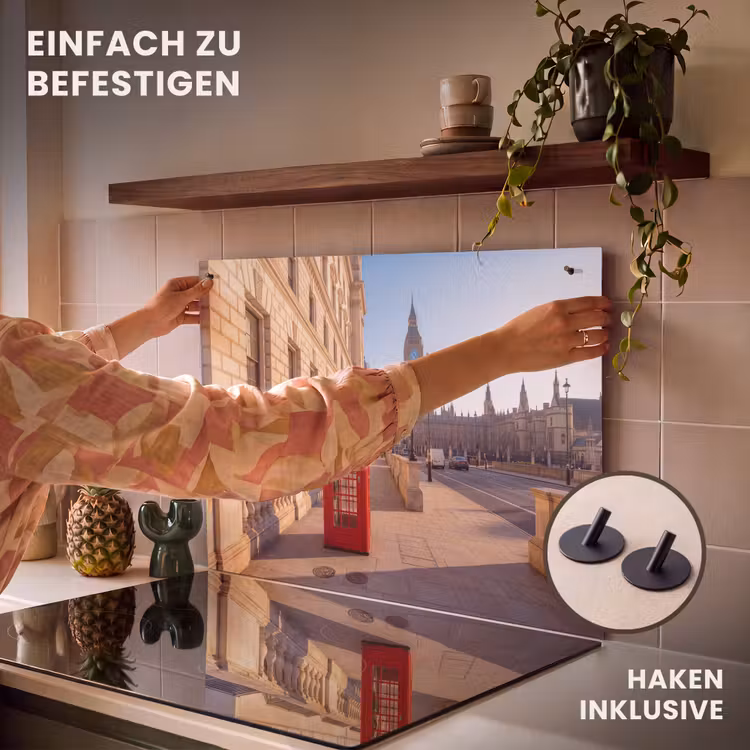 Telefooncel - Rood - Londen - Stad - Architectuur Inductie beschemer met haakjes klein -ky-ophangen-de
