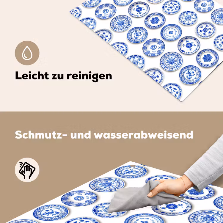Borden - Bloemen - Patroon - Blauw Inductie beschemer met haakjes klein 777 -ky-schoon-de