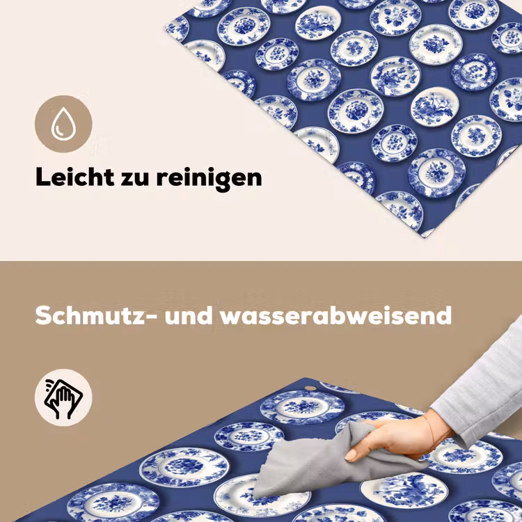 Borden - Floraal - Blauw Inductie beschemer met haakjes klein 777 -ky-schoon-de