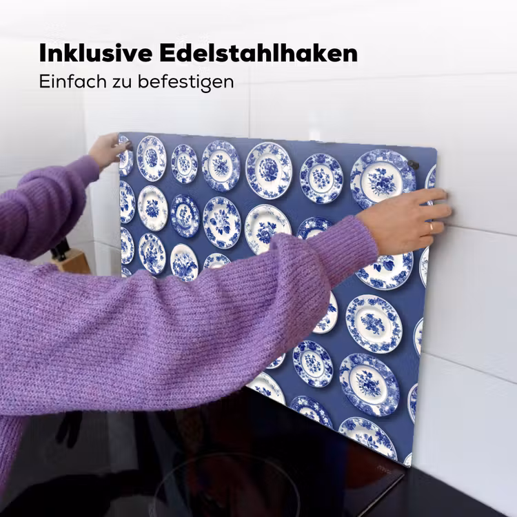 Borden - Floraal - Blauw Inductie beschemer met haakjes klein 777 -ky-ophangen-de