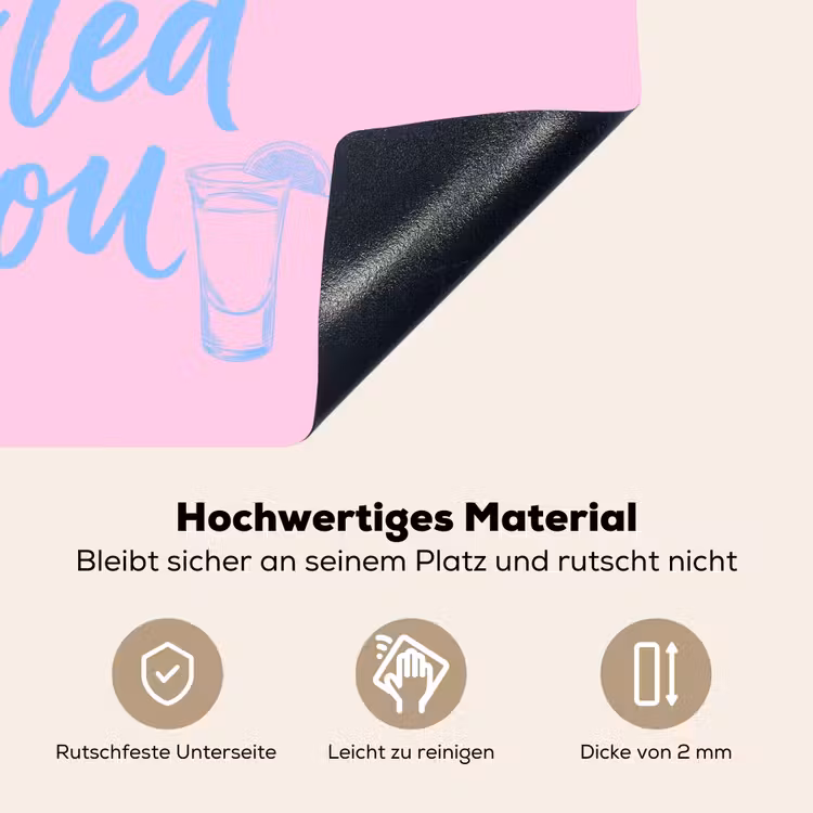 Tequila texted you - Roze - Blauw Inductie beschemer met haakjes klein -ky-onderkant-de