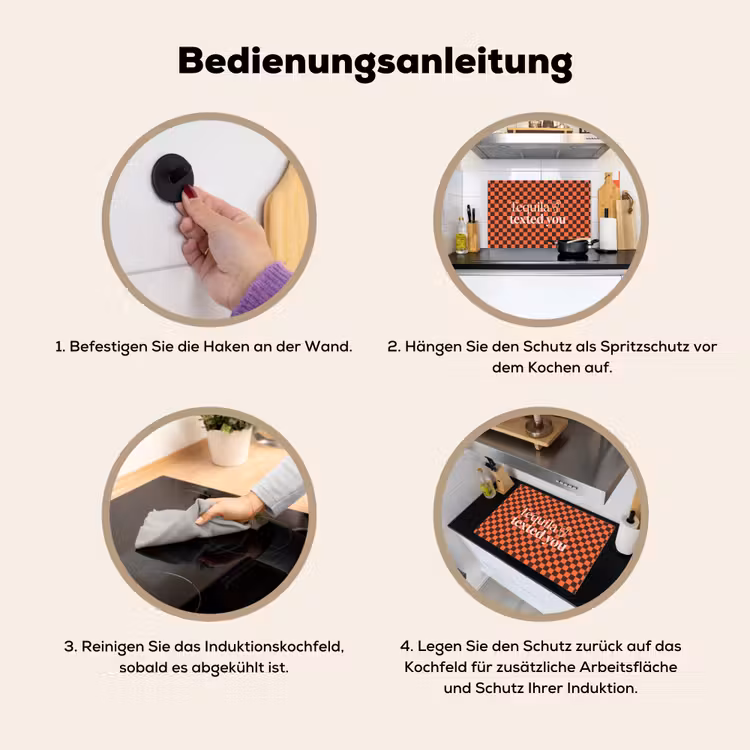 Tequila texted you - Glas - Vierkanten - Oranje Inductie beschemer met haakjes klein -ky-gebruik-de