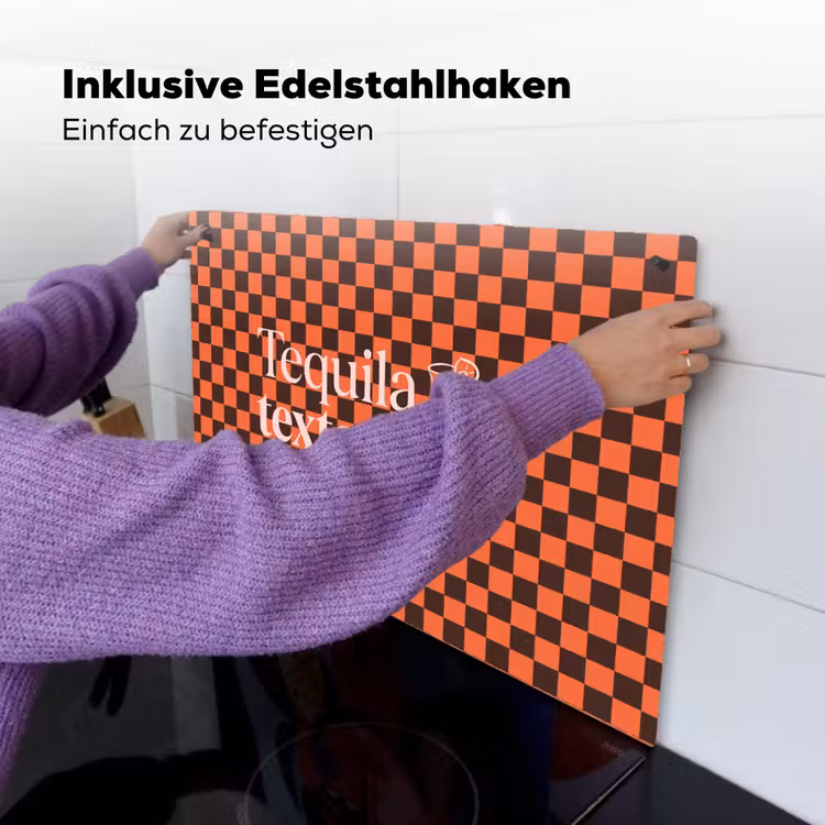 Tequila texted you - Glas - Vierkanten - Oranje Inductie beschemer met haakjes klein -ky-ophangen-de