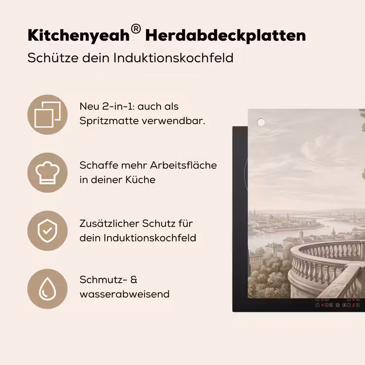 Terras - Stad - Uitzicht - Rivier Inductie beschemer met haakjes klein -ky-usp-de