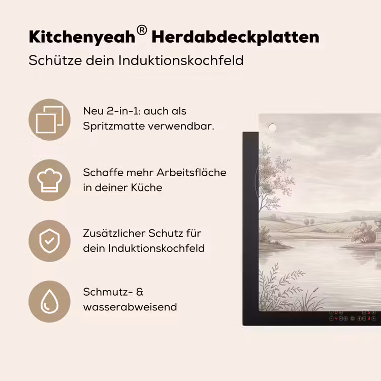 Terras - Water - Natuur - Landschap Inductie beschemer met haakjes klein -ky-usp-de