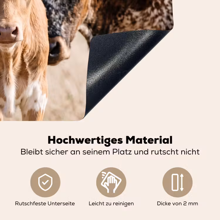 Texas Longhorn - Kalf - Weide - Dieren Inductie beschemer met haakjes klein -ky-onderkant-de