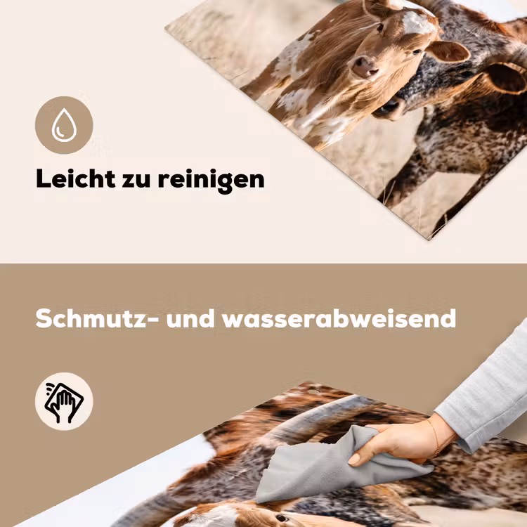 Texas Longhorn - Kalf - Weide - Dieren Inductie beschemer met haakjes klein -ky-schoon-de