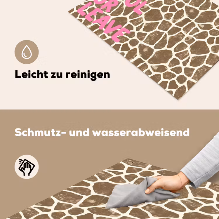 Tekst - Be cool or leave - Roze - Giraffenprint Inductie beschemer met haakjes klein -ky-schoon-de