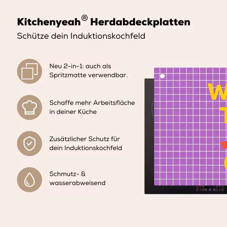 Tekst - Eend - Paars Inductie beschemer met haakjes klein -ky-usp-de