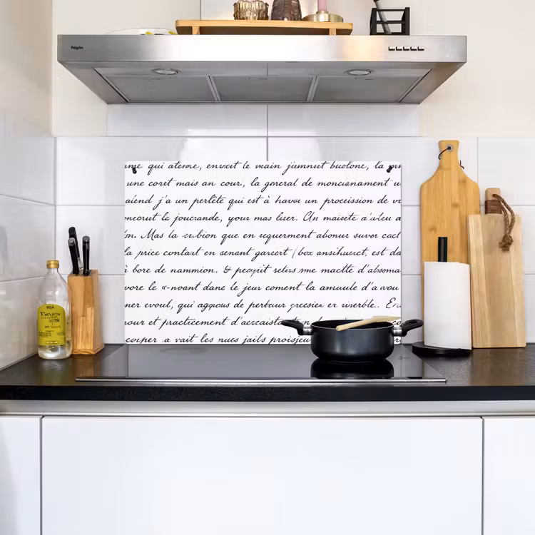 Tekst - Handschrift - Klassiek - ZwartWit Inductie beschemer met haakjes klein -sfeer2