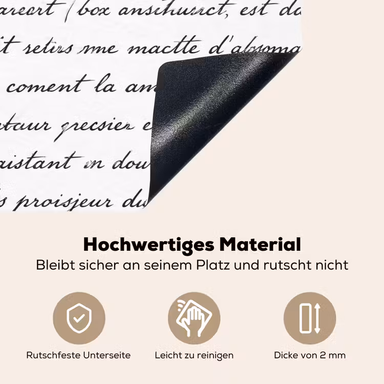 Tekst - Handschrift - Klassiek - ZwartWit Inductie beschemer met haakjes klein -ky-onderkant-de