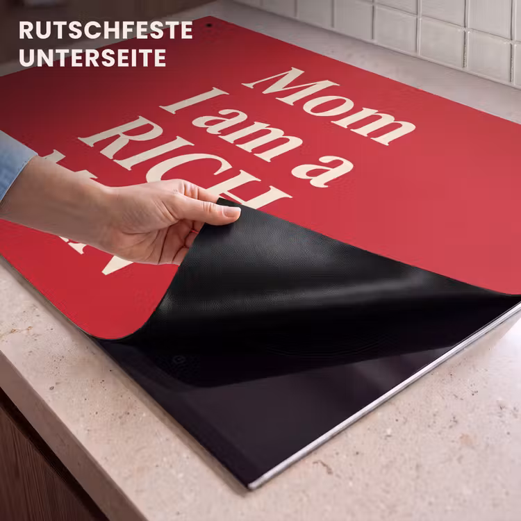 Tekst - Rijkdom - Motivatie - Rood - Modern Inductie beschemer met haakjes klein -ky-onderkant-de