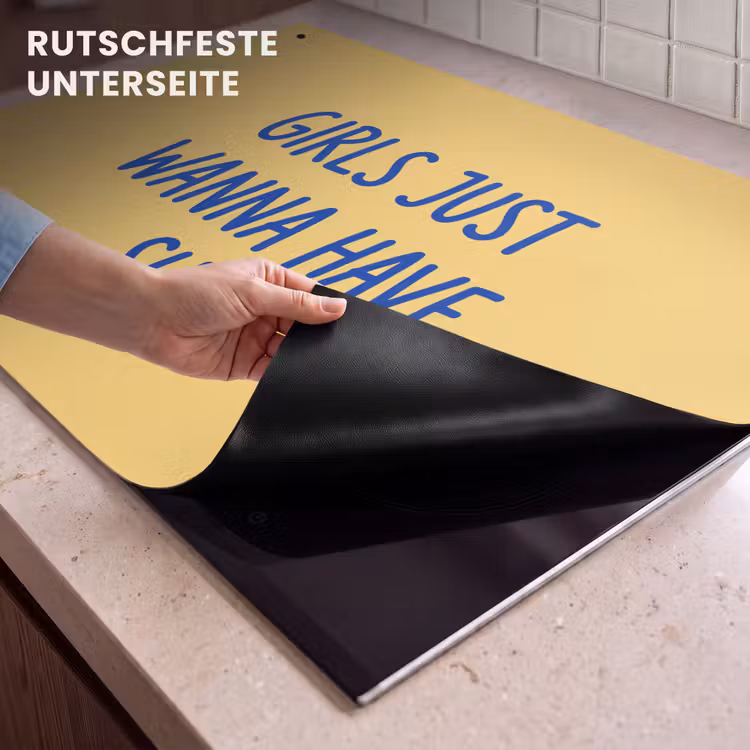 Tekst - Zon - Zomer - Modern - Geel Inductie beschemer met haakjes klein -ky-onderkant-de