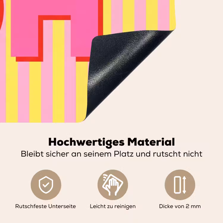 Tekst - Strepen - Roze Inductie beschemer met haakjes klein -ky-onderkant-de