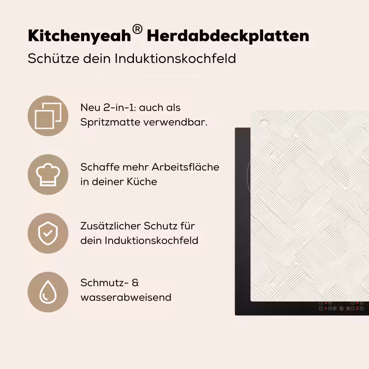 Textuur - Abstract - Beige Inductie beschemer met haakjes klein 777 -ky-usp-de