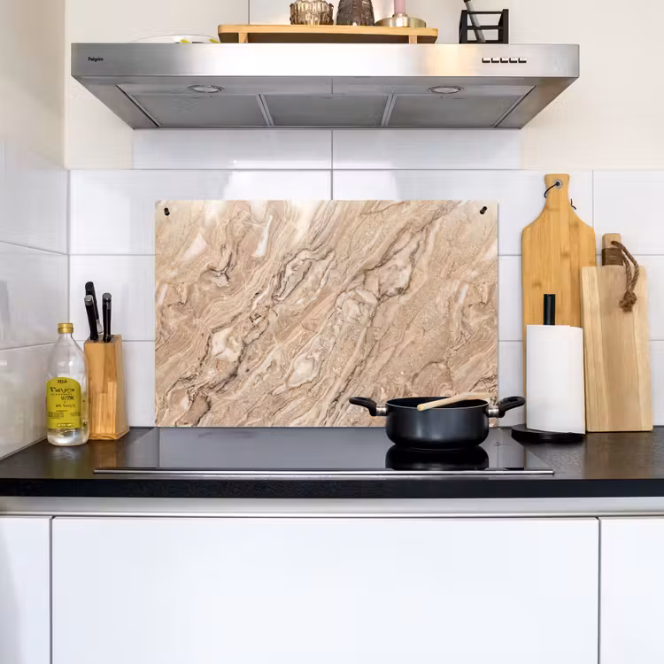 Textuur - Aders - Abstract - Modern - Beige Inductie beschemer met haakjes klein -sfeer2
