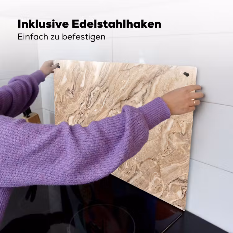 Textuur - Aders - Abstract - Modern - Beige Inductie beschemer met haakjes klein -ky-ophangen-de