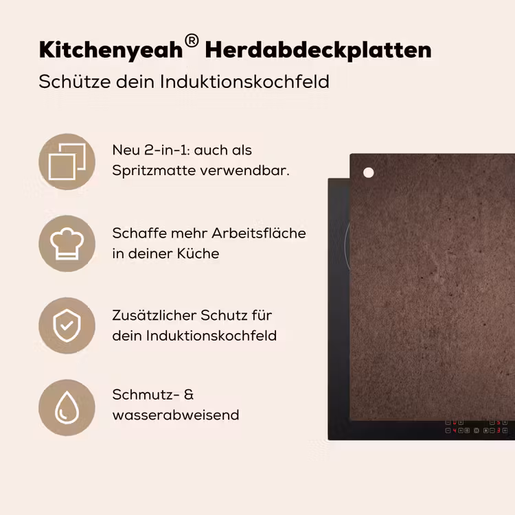 Textuur - Beton - Abstract - Donker - Bruin Inductie beschemer met haakjes klein -ky-usp-de
