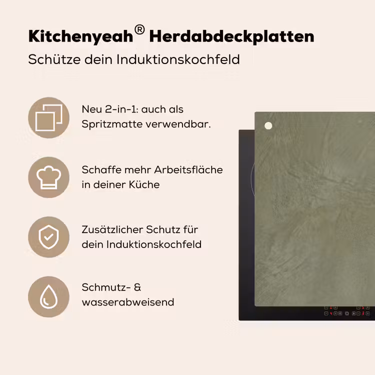 Textuur - Betonlook - Achtergrond - Modern - Groen Inductie beschemer met haakjes klein -ky-usp-de