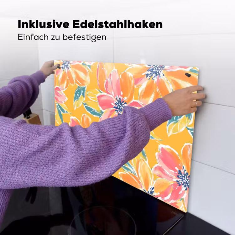 Textuur - Bloemen - Kleurrijk Inductie beschemer met haakjes klein 777 -ky-ophangen-de