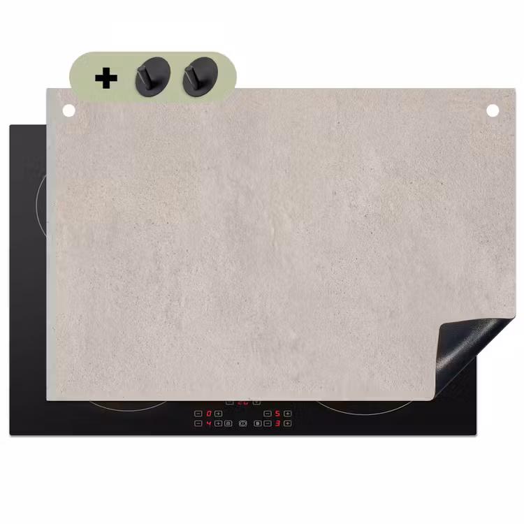 Textuur - Effen - Abstract - Beige Inductie beschemer met haakjes klein -3d