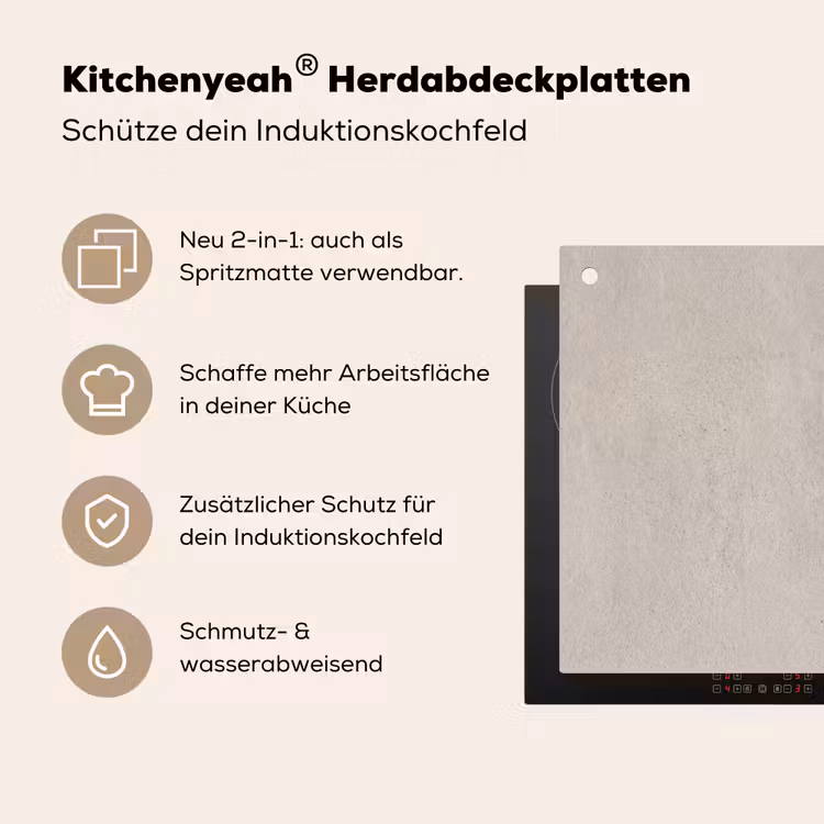 Textuur - Effen - Abstract - Beige Inductie beschemer met haakjes klein -ky-usp-de
