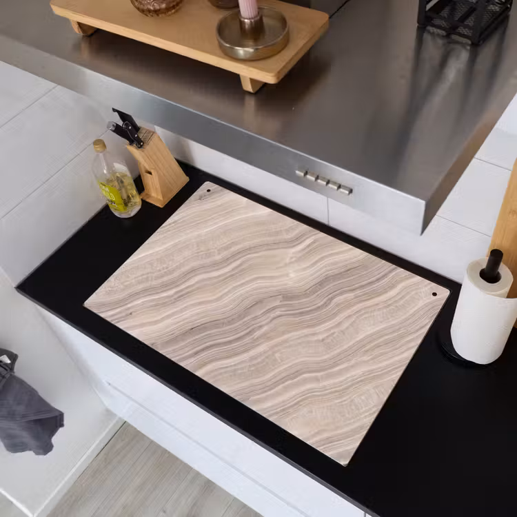Textuur - Golvend - Abstract - Modern - Beige Inductie beschemer met haakjes klein -sfeer1