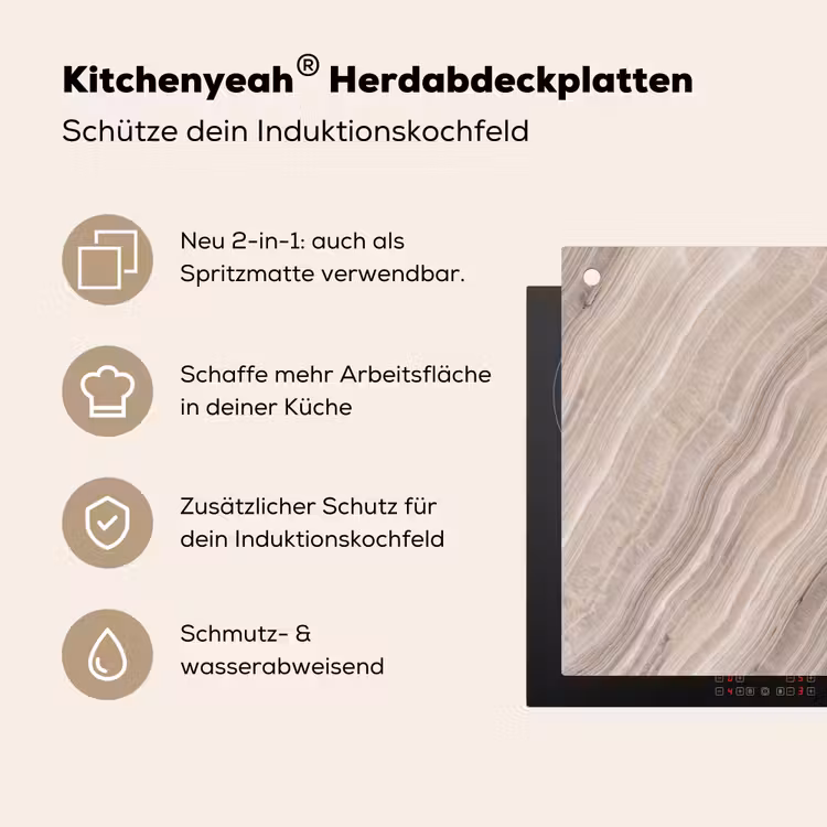Textuur - Golvend - Abstract - Modern - Beige Inductie beschemer met haakjes klein -ky-usp-de