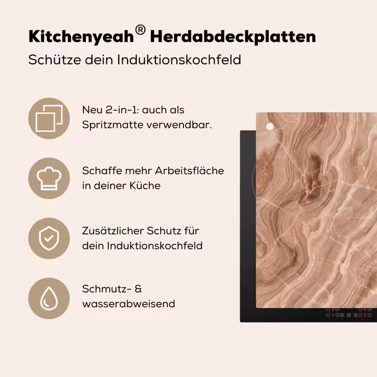 Textuur - Golvend - Abstract - Warm - Bruin Inductie beschemer met haakjes klein -ky-usp-de