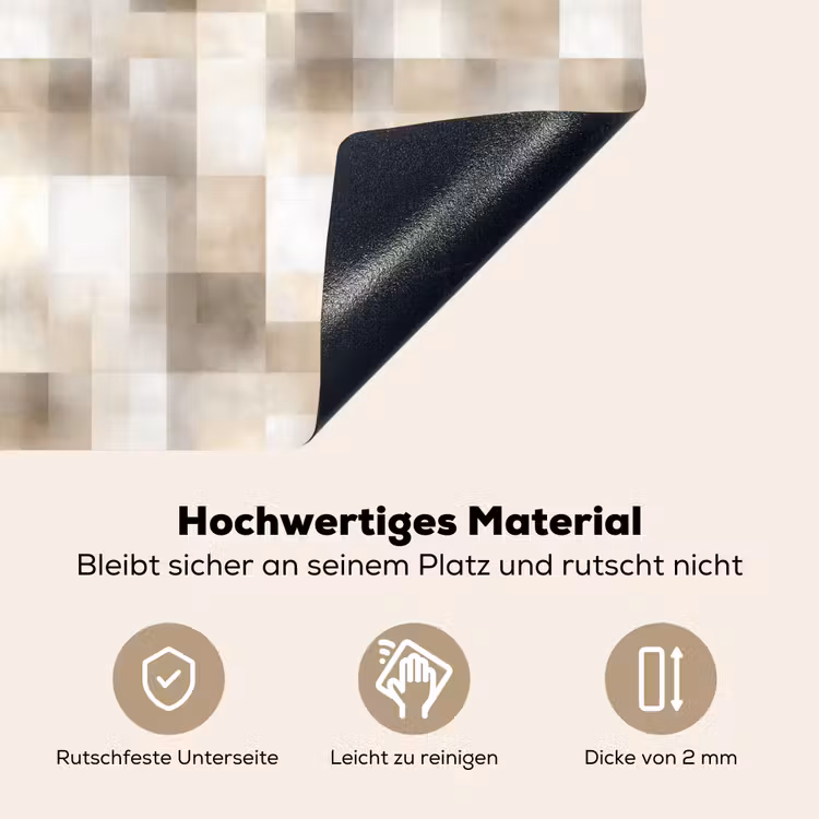 Textuur - Linnen - Beige Inductie beschemer met haakjes klein 777 -ky-onderkant-de