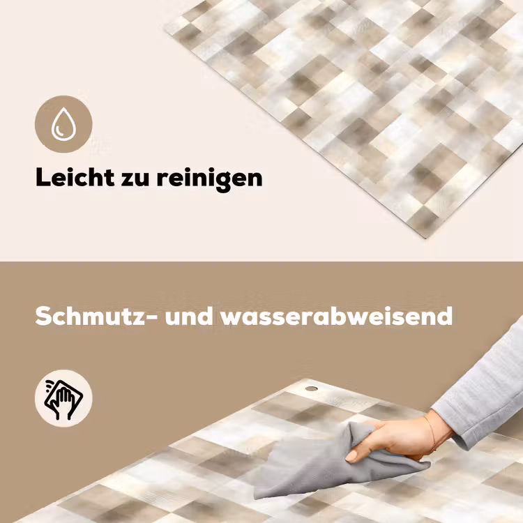 Textuur - Linnen - Beige Inductie beschemer met haakjes klein 777 -ky-schoon-de