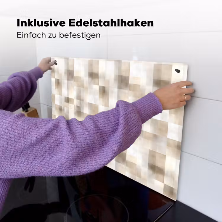 Textuur - Linnen - Beige Inductie beschemer met haakjes klein 777 -ky-ophangen-de