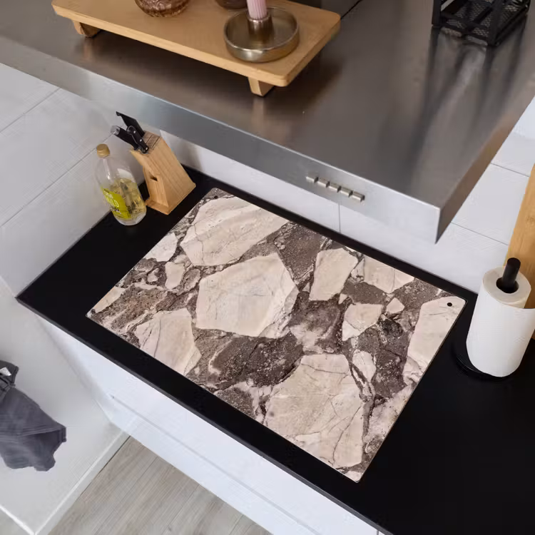 Textuur - Marmer - Abstract - Beige - Bruin Inductie beschemer met haakjes klein -sfeer1