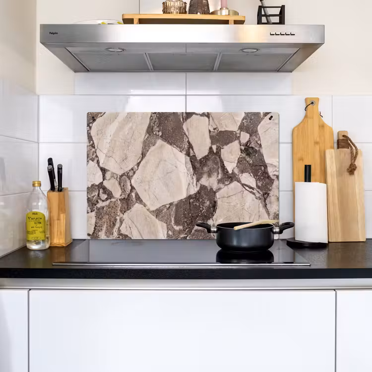 Textuur - Marmer - Abstract - Beige - Bruin Inductie beschemer met haakjes klein -sfeer2