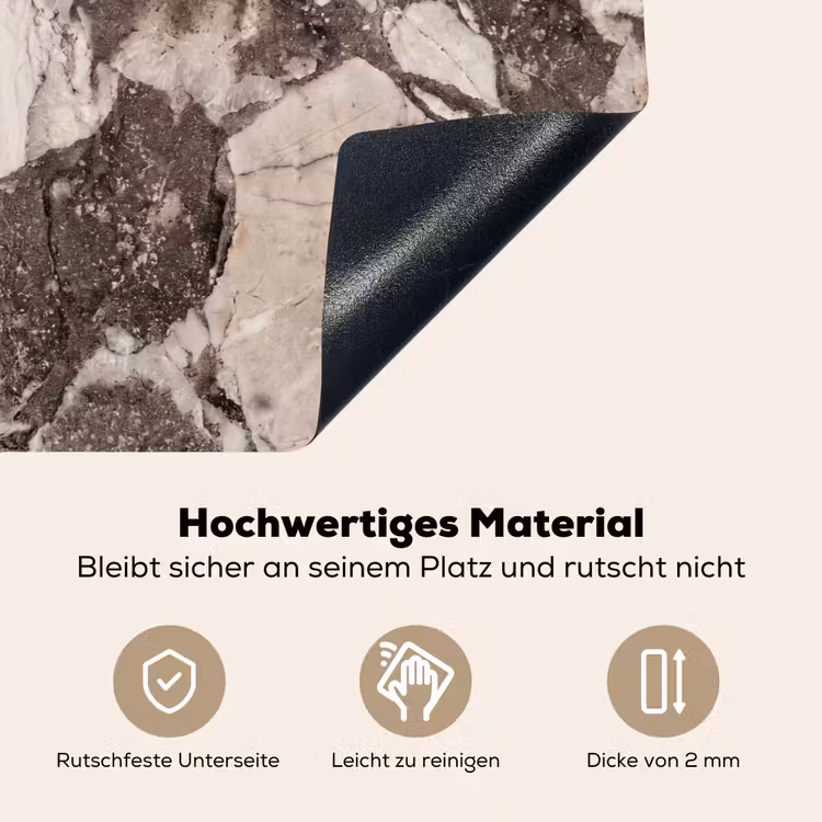 Textuur - Marmer - Abstract - Beige - Bruin Inductie beschemer met haakjes klein -ky-onderkant-de