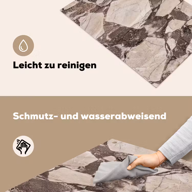 Textuur - Marmer - Abstract - Beige - Bruin Inductie beschemer met haakjes klein -ky-schoon-de