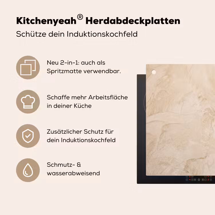 Textuur - Patroon - Abstract - Modern - Beige Inductie beschemer met haakjes klein -ky-usp-de