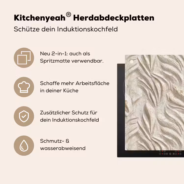 Textuur - Reliëf - Beige Inductie beschemer met haakjes klein 777 -ky-usp-de