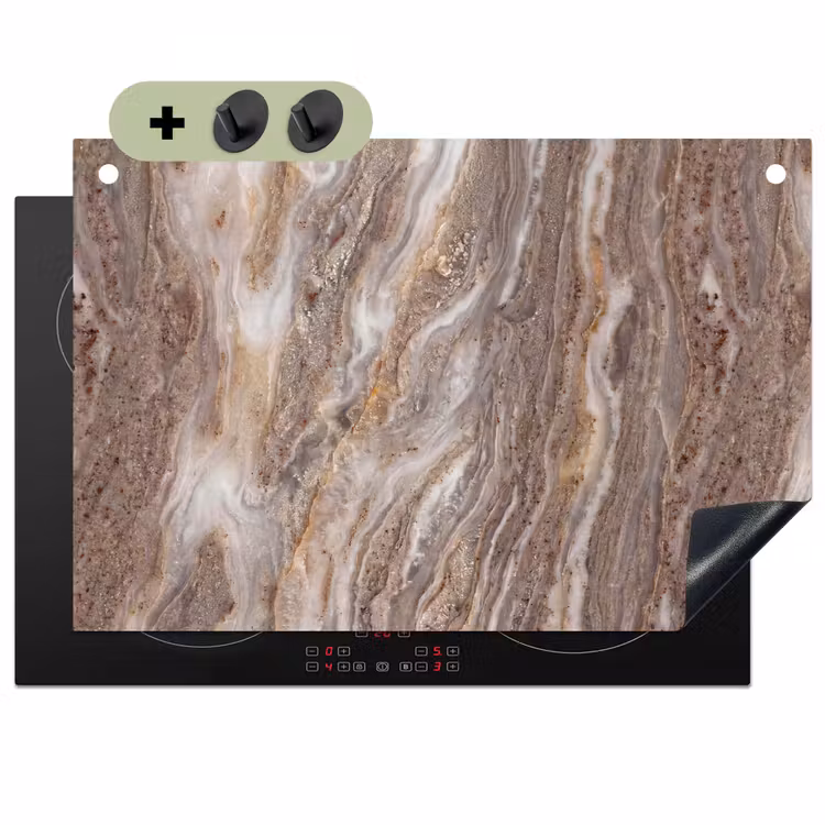 Textuur - Steen - Abstract - Beige Inductie beschemer met haakjes klein -3d