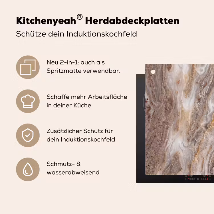 Textuur - Steen - Abstract - Beige Inductie beschemer met haakjes klein -ky-usp-de