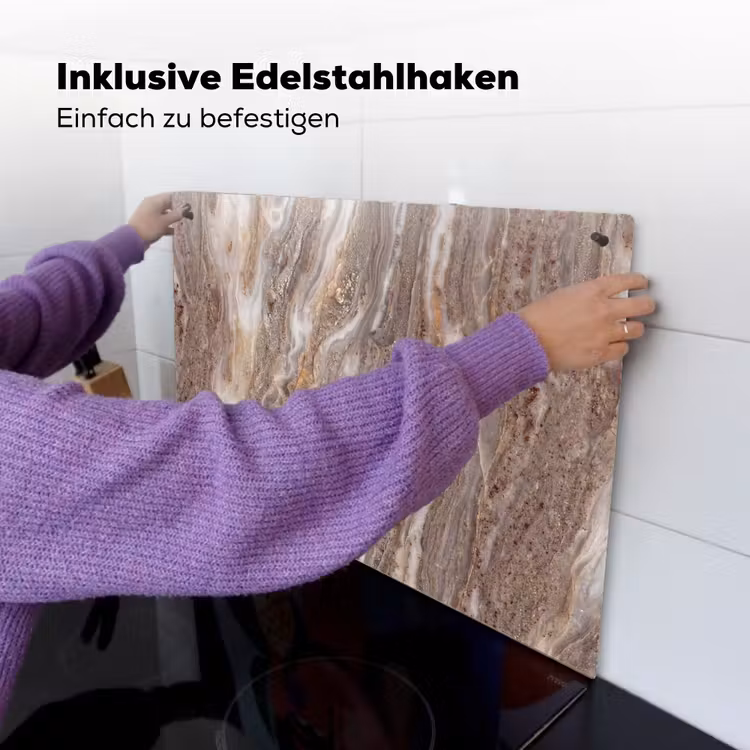 Textuur - Steen - Abstract - Beige Inductie beschemer met haakjes klein -ky-ophangen-de