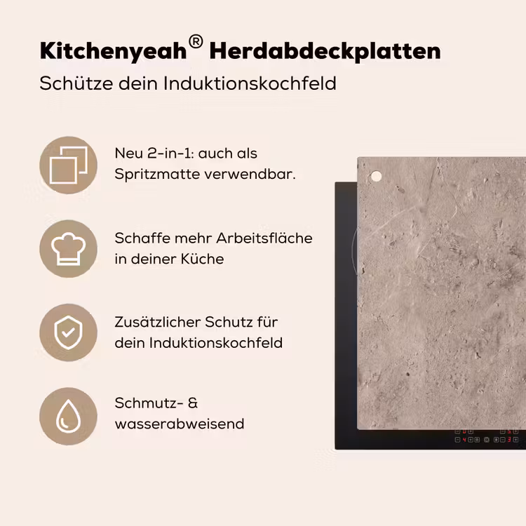 Textuur - Steen - Patroon - Rustiek - Beige Inductie beschemer met haakjes klein -ky-usp-de