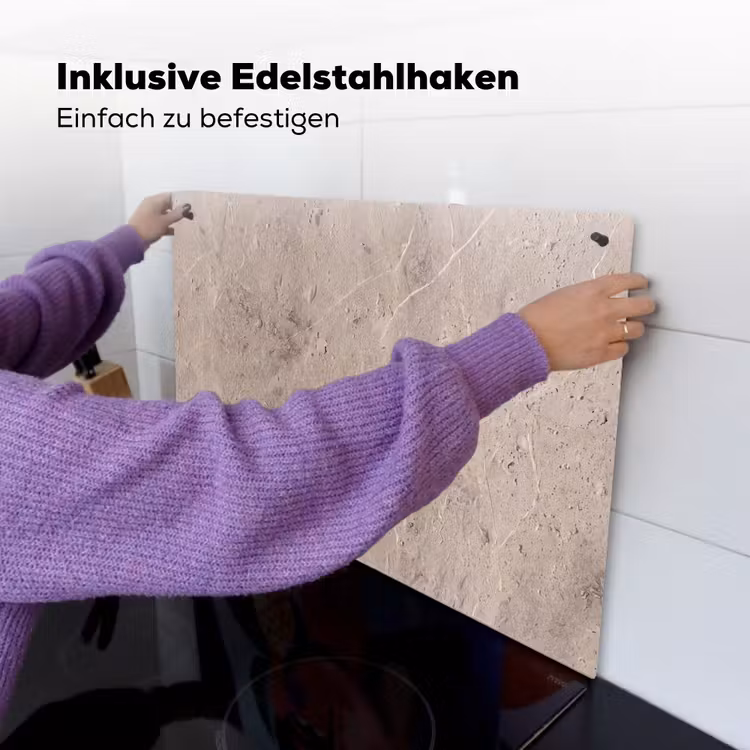 Textuur - Steen - Patroon - Rustiek - Beige Inductie beschemer met haakjes klein -ky-ophangen-de