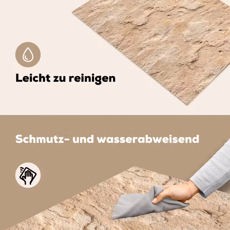 Textuur - Steen - Natuur - Beige Inductie beschemer met haakjes klein -ky-schoon-de