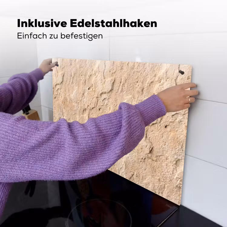 Textuur - Steen - Natuur - Beige Inductie beschemer met haakjes klein -ky-ophangen-de