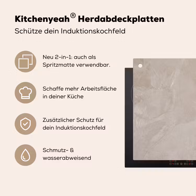 Textuur - Wand - Modern - Beige - Abstract Inductie beschemer met haakjes klein -ky-usp-de