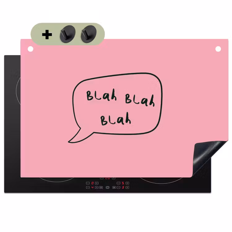 Tekstwolkje - BLAH BLAH BLAH - Roze Inductie beschemer met haakjes klein -3d